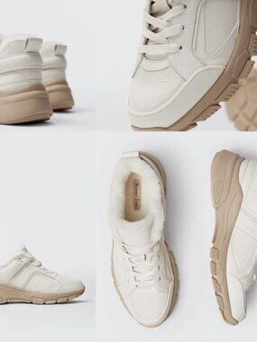 Massimo Dutti Leather and Shearling Sneakers